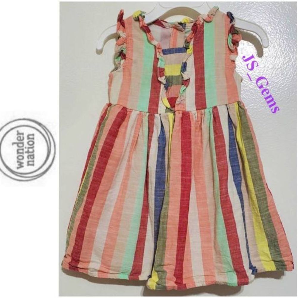 Wonder Nation Dress Baby Girls 18 Months Toddler Summer Striped Ruffles Kid